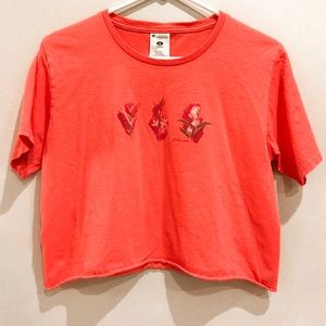 Columbia Coral/Orange Crop Top Flower T-Shirt